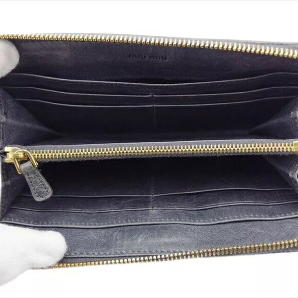 miu miu long wallet Materasse Gray Gray Leather Authentic USED - Picture 5 of 10